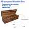 WE Games Wooden Storage Box, Walnut Stained Burnt Wood Finish